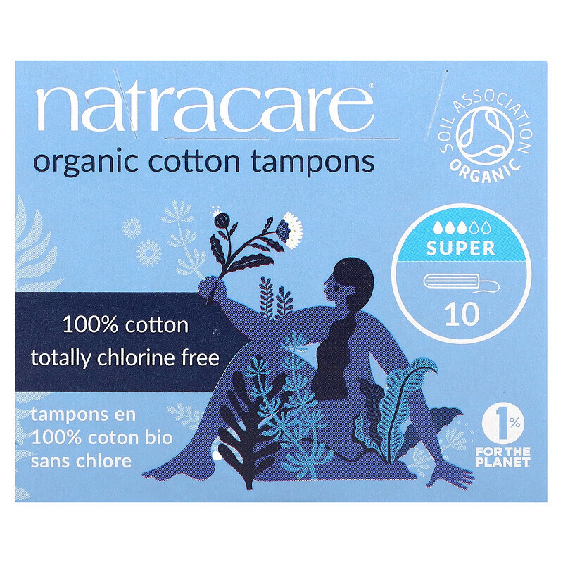 

Natracare, Bio-Baumwoll-Tampons, Super, 10 Tampons