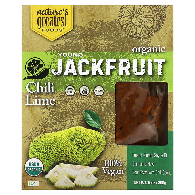 

Nature's Greatest Foods, Organic Young Jackfruit, Chili-Limette, 300 g (10 oz.)