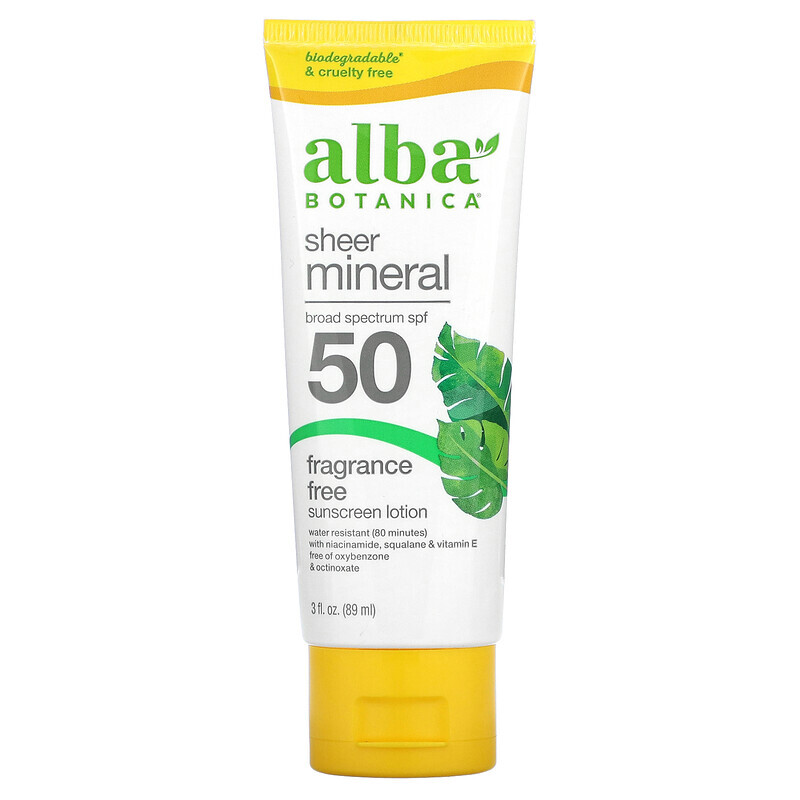 

Alba Botanica, солнцезащитное средство, для активных людей, SPF 45, без отдушек, 113 г (4 унции)