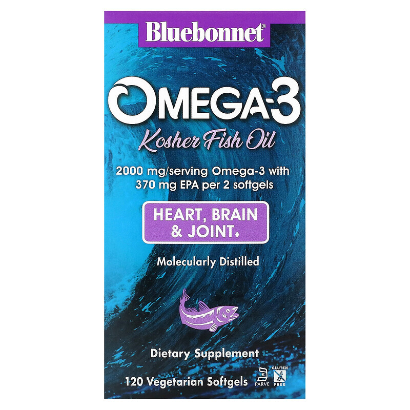 

Bluebonnet Nutrition, Кошерный рыбий жир с омега-3, 120 вегетарианских капсул