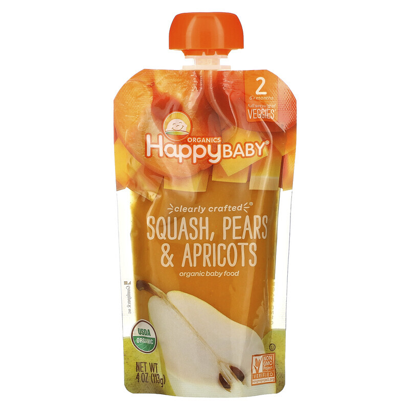 

Happy Family Organics, Happy Baby, органическое детское питание, для детей от 6 месяцев, тыква, груши и абрикосы, 113 г (4 унции)