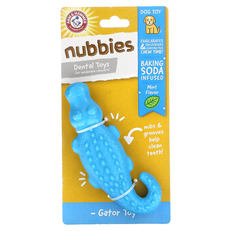 

Arm & Hammer, Nubbies, Dental Toys for Moderate Chewers, Gator, Mint, 1 Toy