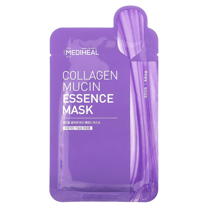 

Mediheal, Collagen Mucin Essence Beauty Mask, 1 листовая маска, 20 мл (0,68 жидк. Унции)