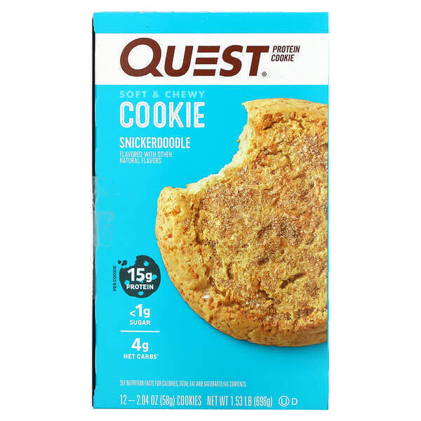 

Quest Nutrition, протеиновое печенье, со вкусом печенья сникердудл, 12 шт по 58 г (2,04 унции)