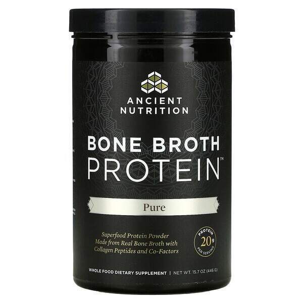 

Dr. Axe / Ancient Nutrition, Bone Broth Protein, чистый протеиновый порошок, 446 г (15,7 унции)