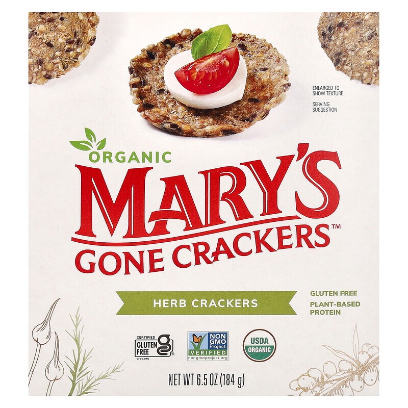 

Mary's Gone Crackers, крекеры с травами, 184 г (6,5 унции)