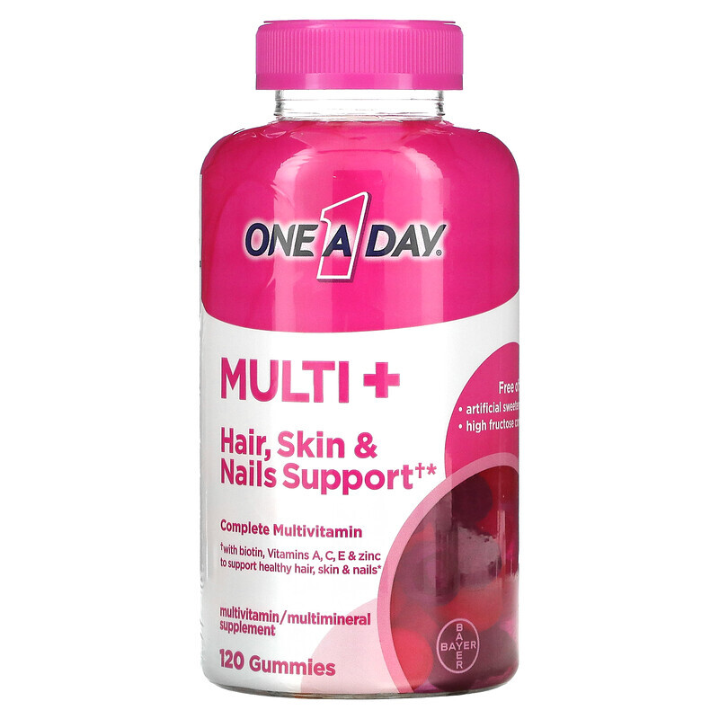 

One-A-Day, Multi + для поддержки волос, кожи и ногтей, 120 жевательных таблеток