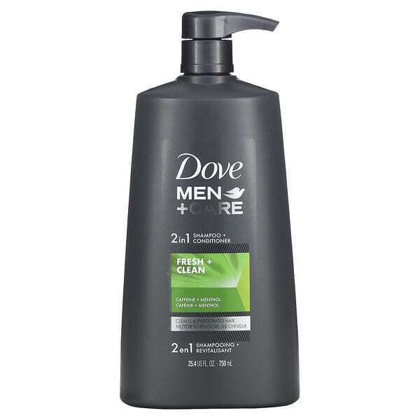 

Dove, Men + Care, шампунь и кондиционер 2 в 1, Fresh & Clean, 750 мл (25,4 жидк. Унции)