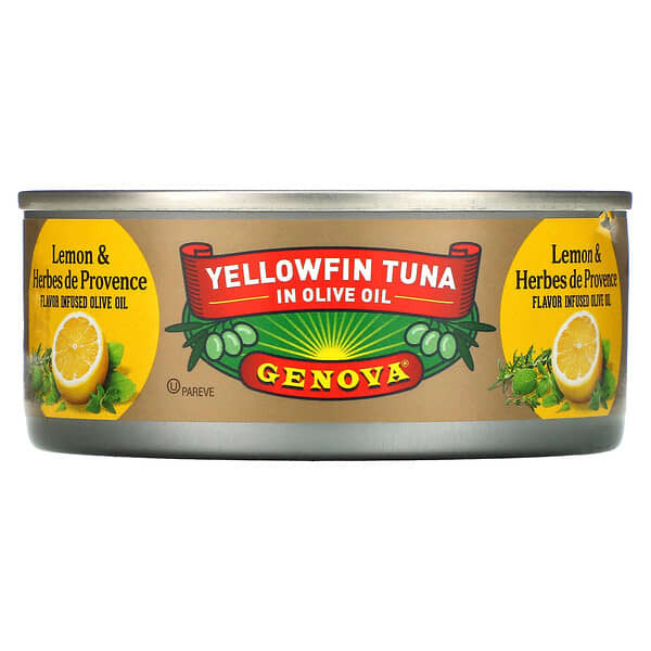 Genova, Желтоперый тунец в оливковом масле, с лимоном и прованскими травами, 142 г (5 унций)