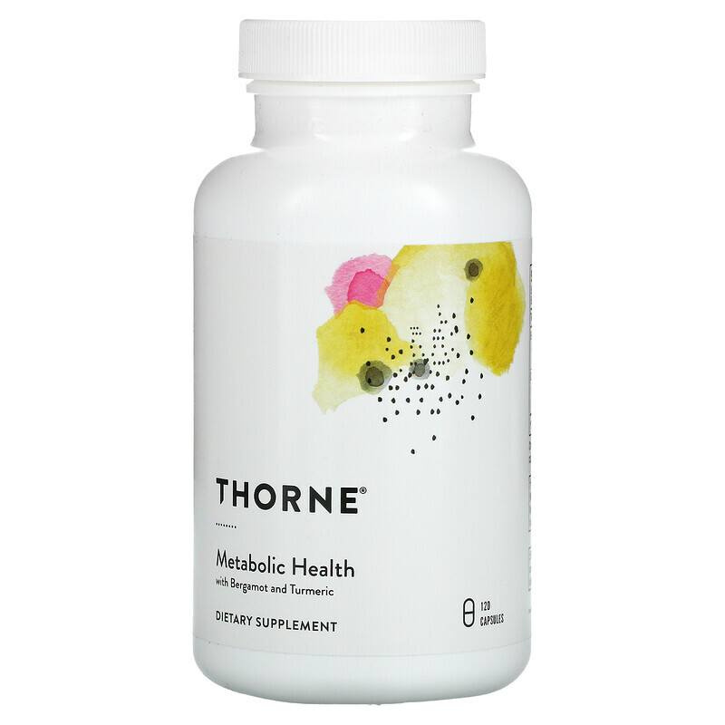 Thorne, средство для здорового обмена веществ с бергамотом и куркумой, 120 капсул