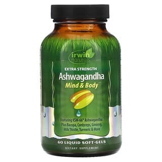 

Irwin Naturals, Ashwagandha, Extra Strength, 60 flüssige Weichkapseln