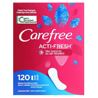 

Carefree, Acti-Fresh, ежедневные вкладыши, обычные, без запаха, 120 вкладышей