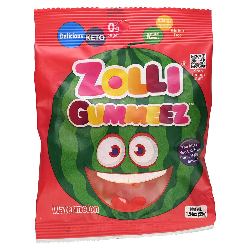 

Zollipops, Zolli Gummeez, арбуз, 55 г (1,94 унции)