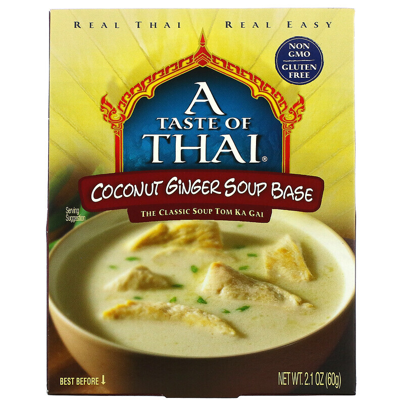 

A Taste Of Thai, Основа для супа с кокосом и имбирем, 60 г (2,1 унции)