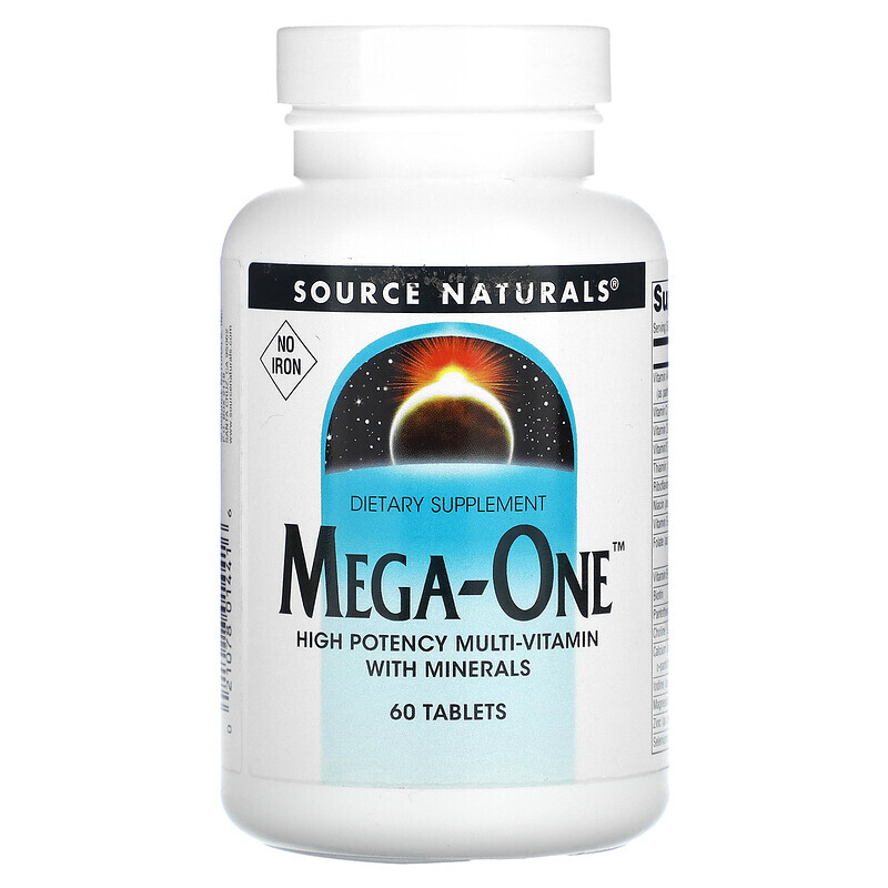 

Source Naturals, Мультивитамины Mega-One без железа, 60 таблеток