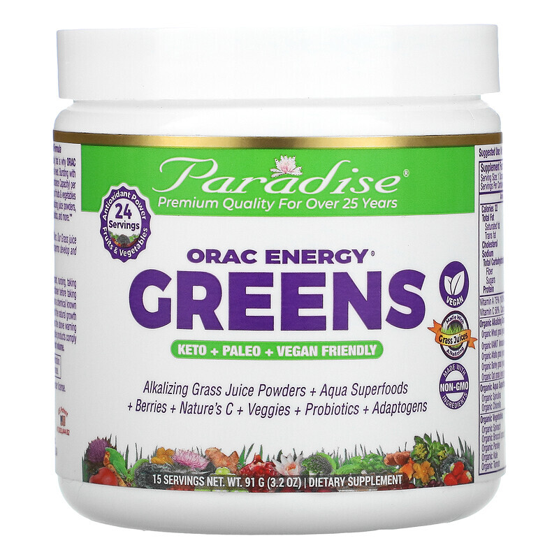 

Paradise Herbs, ORAC-Energy Greens, 91 г (3,2 унции)