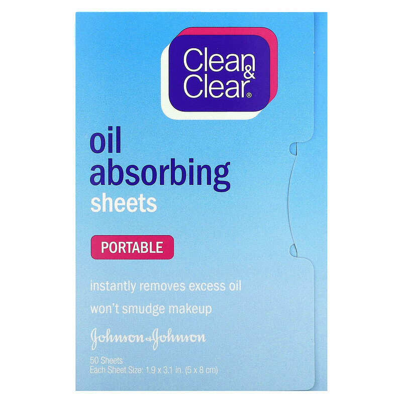 

Clean & Clear, Oil Absorbing Sheets, Portable, 50 Sheets