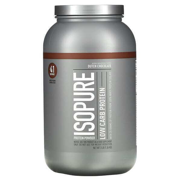 

Isopure, Low Carb Protein Powder, Dutch Chocolate, 3 lb (1.36 kg)