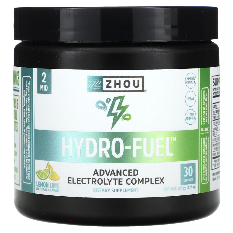 

Zhou Nutrition, Hydro-Fuel, улучшенный комплекс электролитов, лимон и лайм, 174 г (6,1 унции)