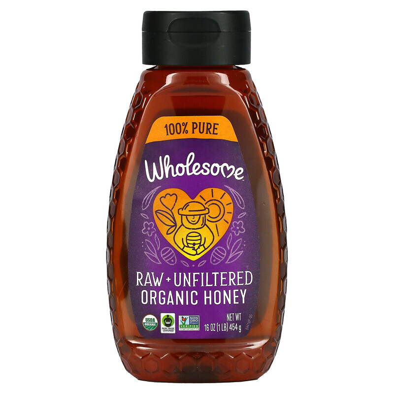 Wholesome Sweeteners, Сырой и нефильтрованный органический мед, 454 г (16 унций)