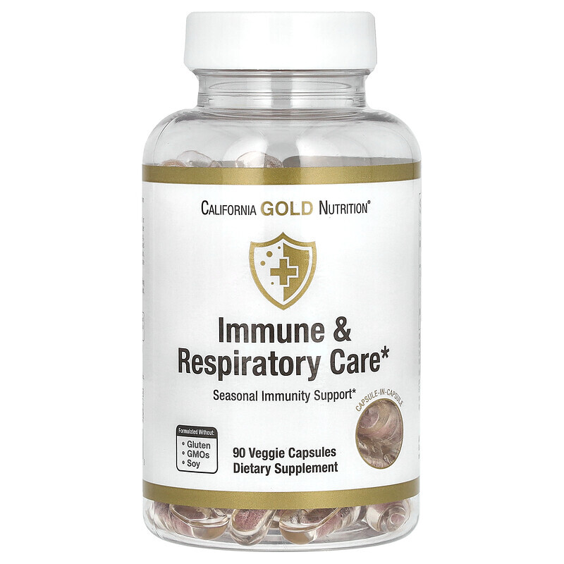 California Gold Nutrition, иммунная и респираторная защита, 90 растительных капсул