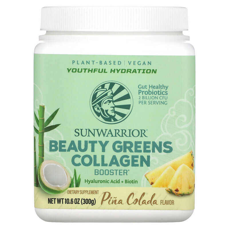 

Sunwarrior, Beauty Greens Collagen Booster, пина-колада, 300 г (10,58 унции)