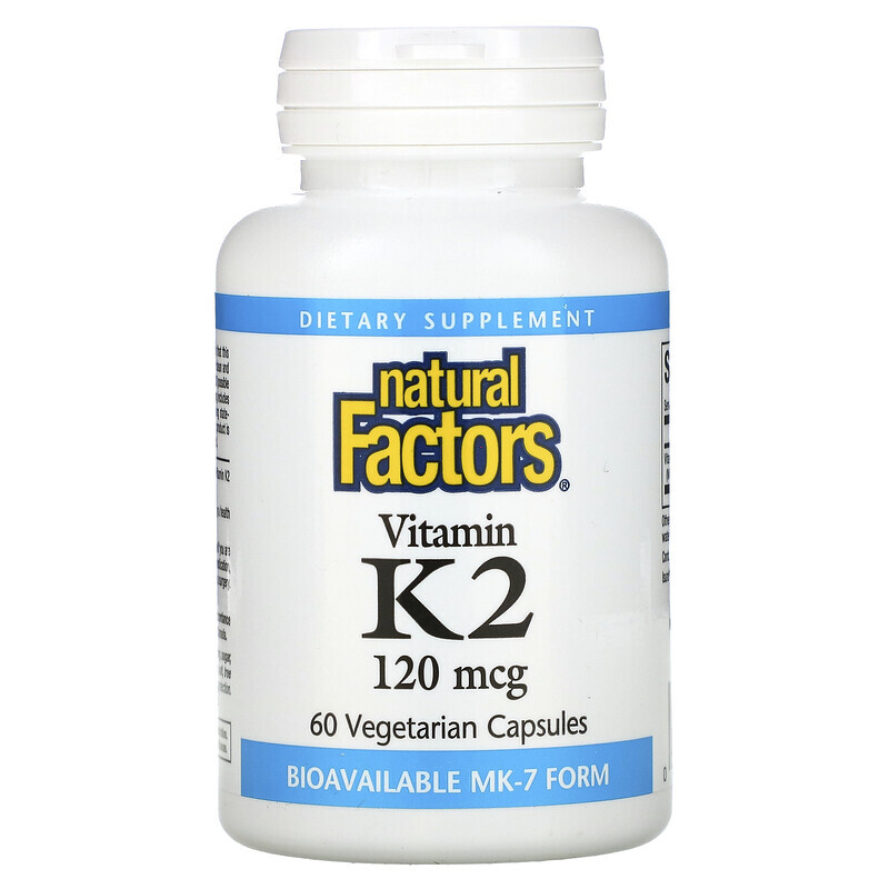Natural Factors, витамин K2, 100 мкг, 60 вегетарианских капсул