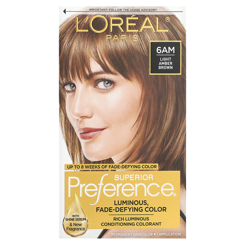 

L'Oréal, Superior Preference, яркий, не выцветающий цвет, светло-янтарно-коричневый для 6 часов утра, 1 нанесение