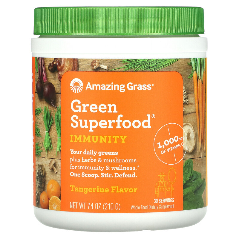 

Amazing Grass, Green Superfood, Иммунитет, мандарин, 7,4 унции (210 г)