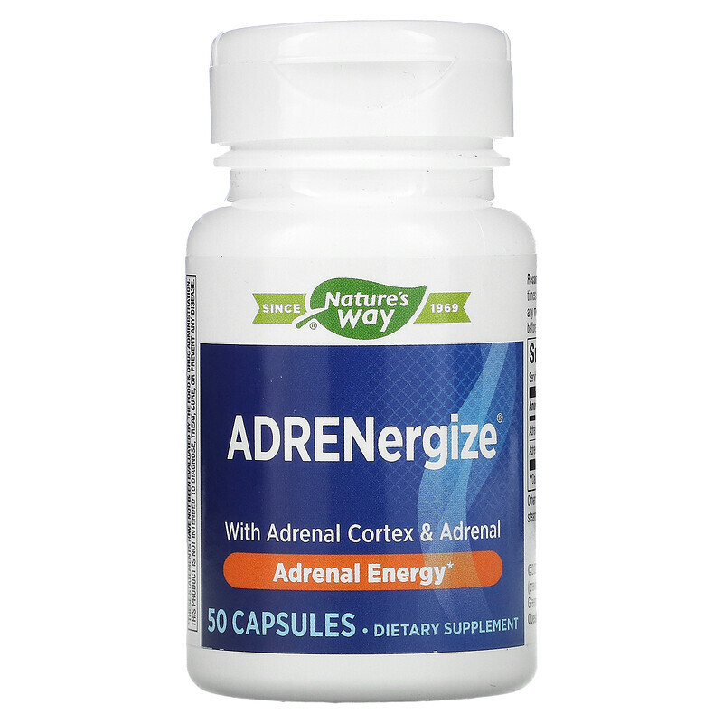 

Nature's Way, ADRENergize, для здоровья надпочечников, 50 веганских капсул