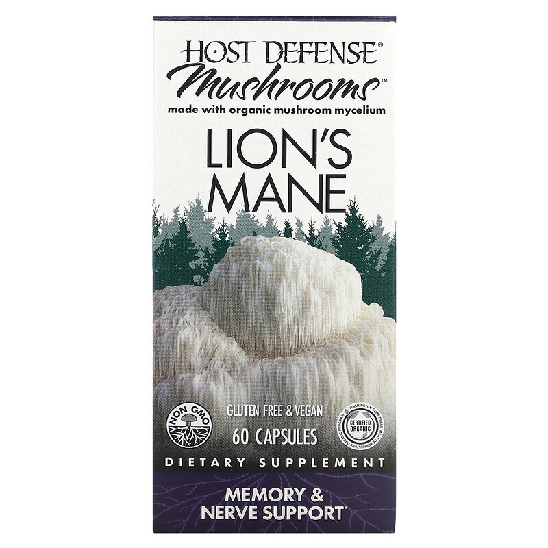 

Fungi Perfecti Host Defense, Host Defense, ежовик гребенчатый, поддержка памяти и нервной системы, 60 вегетарианских капсул