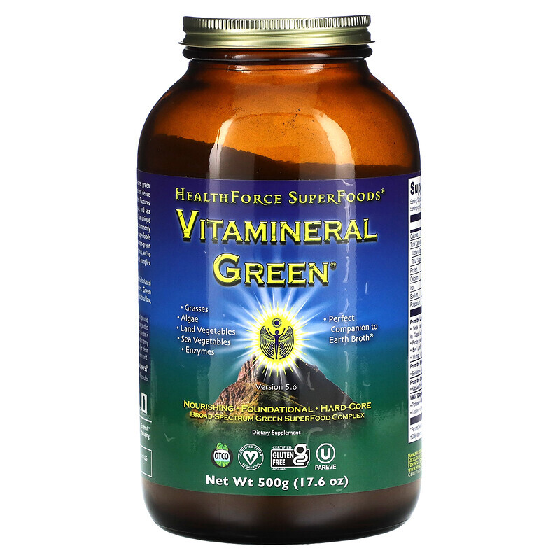 

HealthForce Superfoods, Vitamineral Green, версия 5.5, 500 г (17,64 унции)