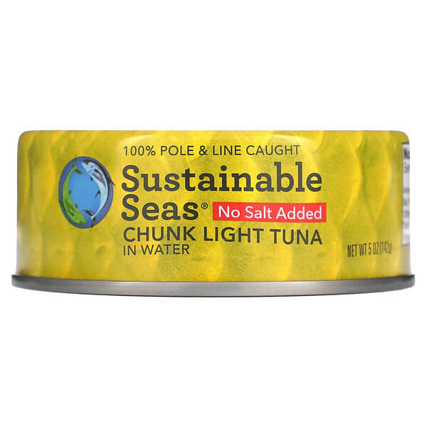Sustainable Seas, Chunk Light Tuna In Water, No Salt Added, 5 oz (142 g)