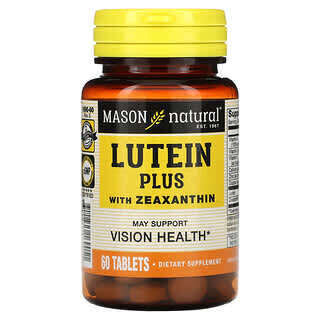 

Mason Natural, Lutein Plus, с зеаксантином, 60 таблеток