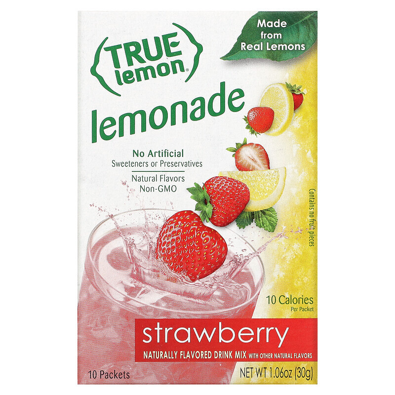 

True Citrus, True Lemon, Erdbeerlimonade, 10 Packungen, 30 g (1,06 oz.)