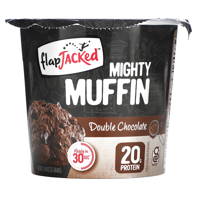 

FlapJacked, Mighty Muffin с пробиотиками, двойная порция шоколада, 1,94 унции (55 г)