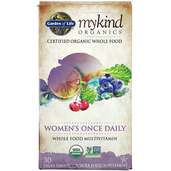 

Garden of Life, MyKind Organics, мультивитамины для женщин для приема один раз в день, 30 веганских таблеток