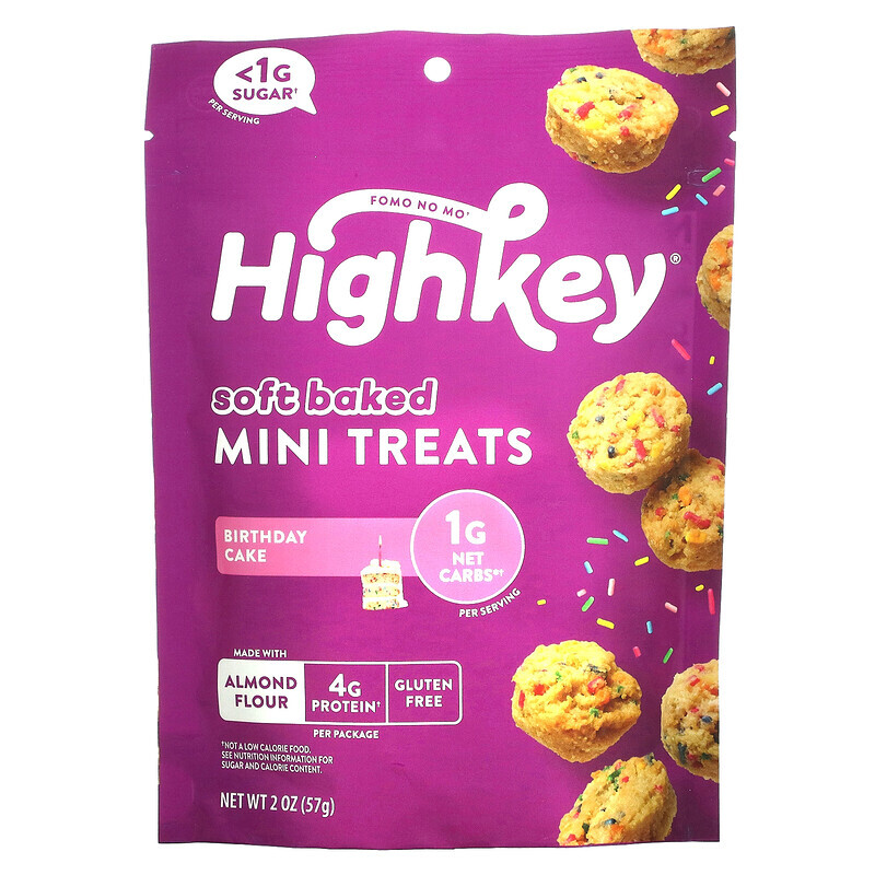 

HighKey, Soft Baked Mini Treats, Geburtstagstorte, 57 g (2 oz.)