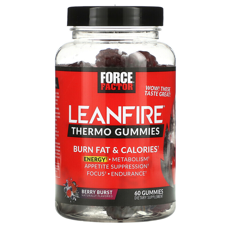 Force Factor, Leanfire Thermo, жевательные таблетки для сжигания жира, вкус ягод, 60 жевательных таблеток