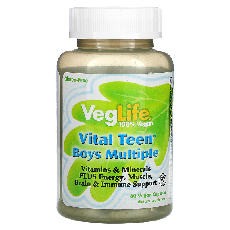 

VegLife, Vital Teen, витаминный комплекс для мальчиков, 60 растительных капсул