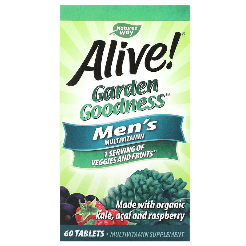 

Nature's Way, Alive! Garden Goodness, мультивитамины для мужчин, 60 таблеток