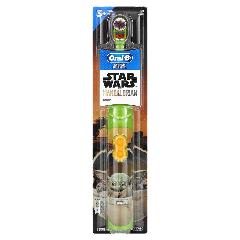 

Oral-B, Зубная щетка на батарейках, мягкая, для 3+ лет, Star Wars The Mandalorian, 1 зубная щетка