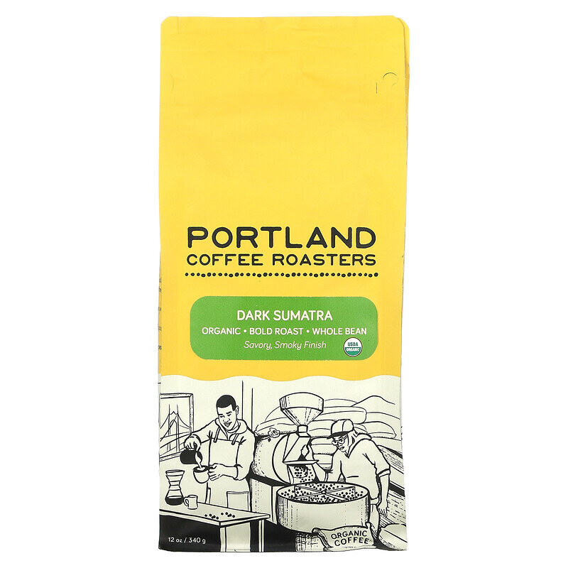 

Portland Coffee Roasters, Органический кофе, цельные зерна, жирной обжарки, темная суматра, 340 г (12 унций)