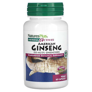 

NaturesPlus, Herbal Actives, American Ginseng, 250 mg, 60 Vegan Capsules