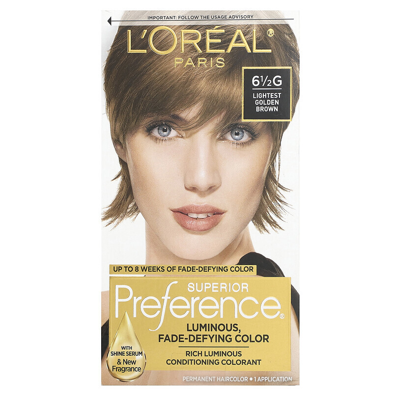 

L'Oréal, Superior Preference, яркий, не выцветающий оттенок, 6 1/2 г (легчайший золотисто-коричневый), 1 нанесение