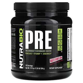 

NutraBio Labs, Pre-Workout Performance Igniter, Wassermelone, 564 g (1,24 lb.)