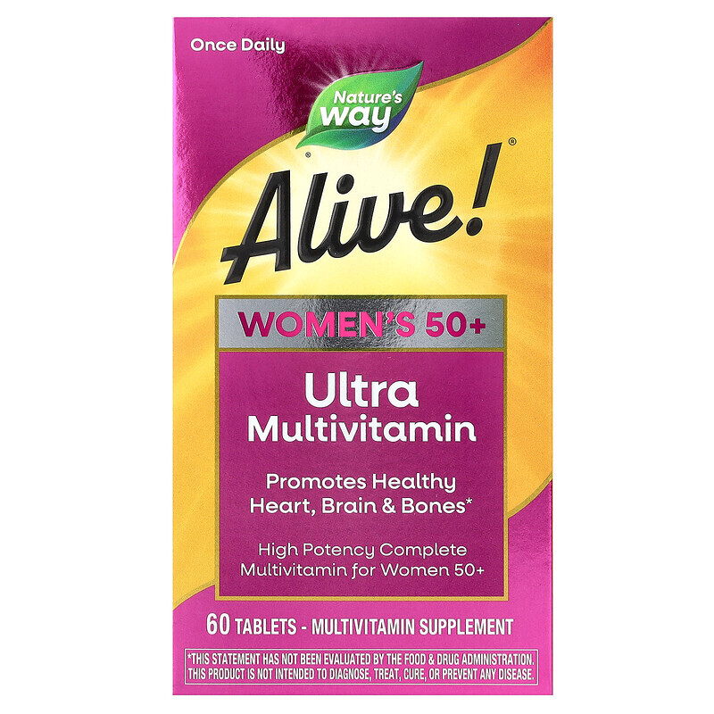 

Nature's Way, Alive! Once Daily, Women's 50+ Ultra Potency Complete Multivitamin, 60 Tablets