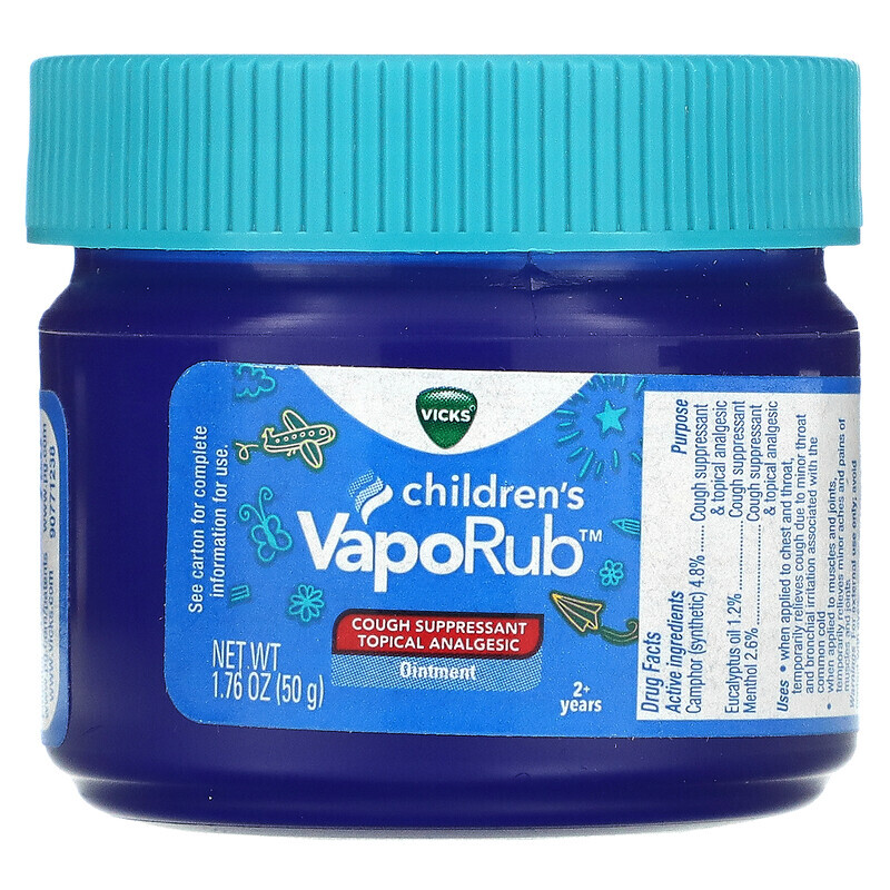 

Vicks, VapoRub для детей, мазь, от кашля, для детей от 2 лет, 50 г (1,76 унции)