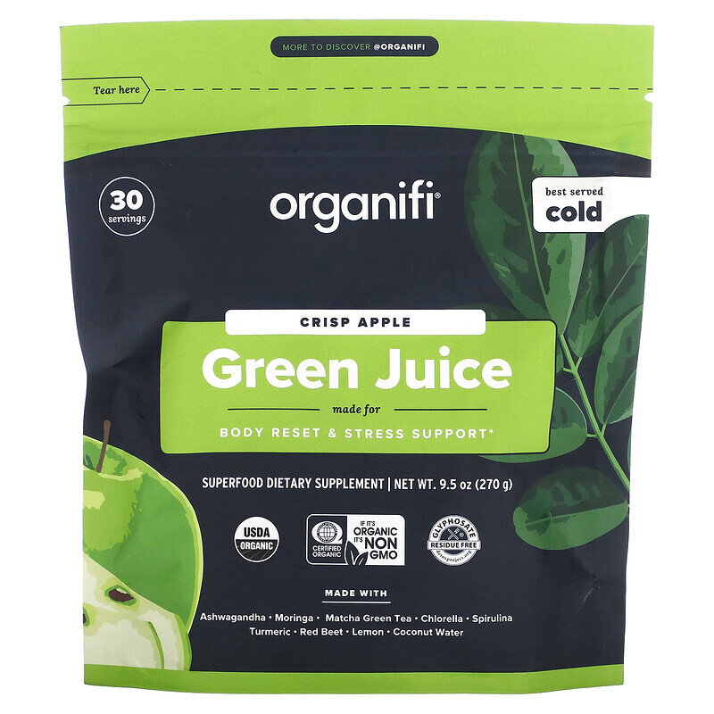 

Organifi, Green Juice, хрустящее яблоко, 270 г (9,5 унции)