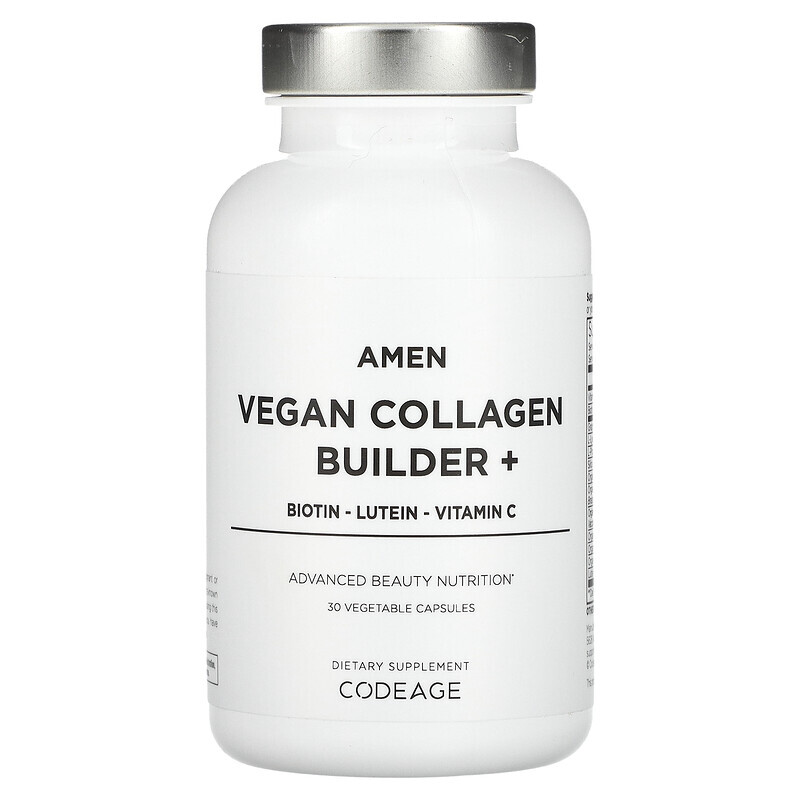 

Codeage, Amen, Vegan Collagen Builder +, 30 растительных капсул